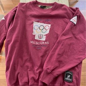 Red 1956 Melbourne Olympics Adidas Crew Neck Sweater Medium Size